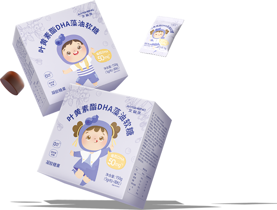 叶黄素酯DHA藻油软糖卖点展示图